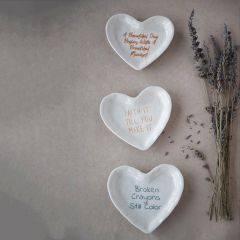 Inspirational Stoneware Heart Dish Set of 3