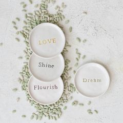 Inspirational Word Stoneware Plate Set of 4
