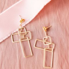 Interlocking Geometric Cross Earrings