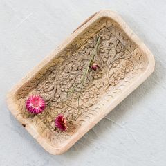 Intricately Carved Mango Wood Tray