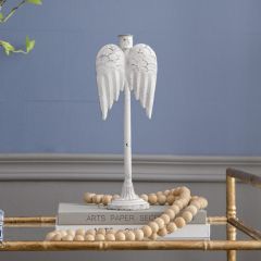 Iron Angel Wing Taper Candle Holder 12.5 Inch