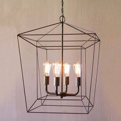 Iron Bar 4 Bulb Pendant Light