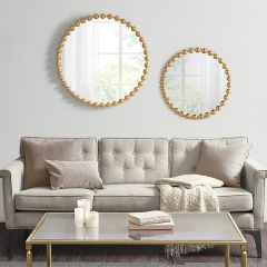Iron Edge Beaded Round Wall Mirror
