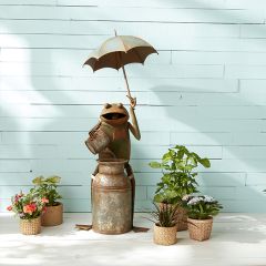 Iron Frog With Umbrella Fountain 54 Inch