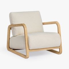 Ivory Boucle Cushioned Lounge Chair | SHIPS FREE