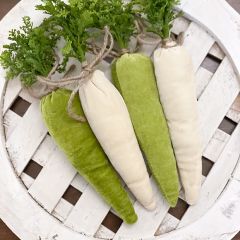 Ivory/Green Velvet Carrot Set of 4