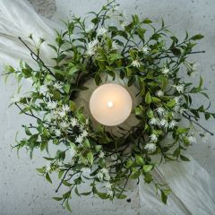 Ivy and Tea Leaf Floral Candle Ring Wreath