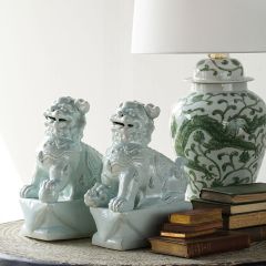 Jingdezhen Porcelain Sitting Lion Set of 2