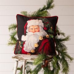 Jingle Bell Santa Reversible Throw Pillow