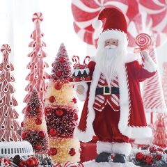Jolly Peppermint Santa Figurine