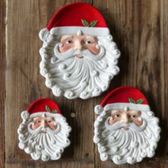Jolly Santa Face Plate Set of 3