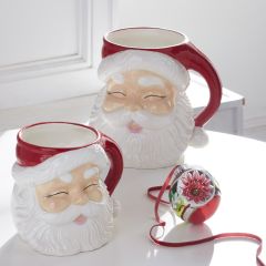 Jolly Santa Handled Ceramic Container