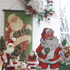 Jolly Santa Linen Wall Banner
