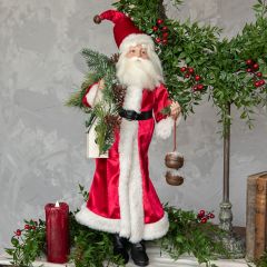Jolly Santa With Birdhouse Figurine