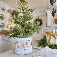 Jolly Santa With Glasses Concrete Planter Set of 2