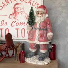 Large Jolly Santa With Lantern Figurine