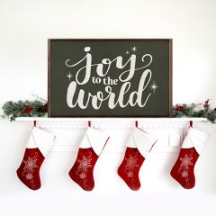 Joy To The World Stars Green Framed Sign