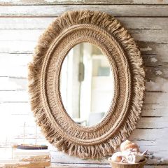 Jute Detailed Oval Mirror