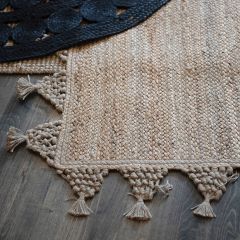 Jute Rug With Braided Tassel Edging