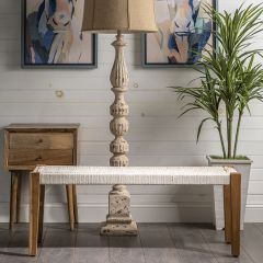 Woven Jute Farmhouse Seat Bench