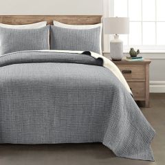 Kantha Pick Stitch Quilt and Shams Set