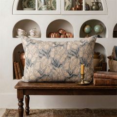 Kantha Stitch Blue Floral Lumbar Pillow