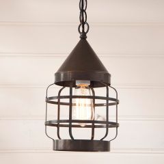 Kettle Black Round Hanging Strap Light