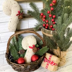 Knitted Candy Cane Ornament Set of 2