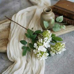 Lace Cap White Hydrangea Stem Set of 2