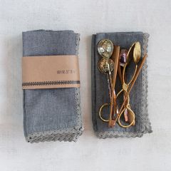 Lace Trim Cotton Napkin Set of 4