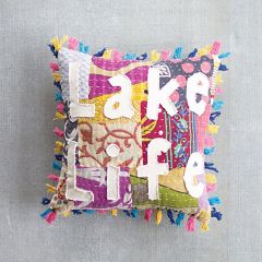 Lake Life Fringed Kantha Accent Pillow
