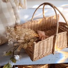 Large Handled Natural Rattan Display Basket