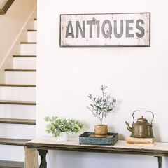 Large Metal Antiques Wall Sign
