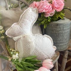 Large Quilted Pink Floral Bunny With Bow