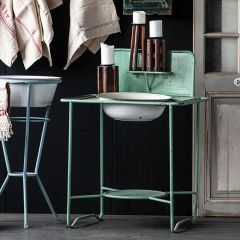 Large Square Wash Stand With Enamel Bowl