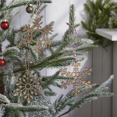 Laser Cut Wooden Snowflake Ornament Set of 4