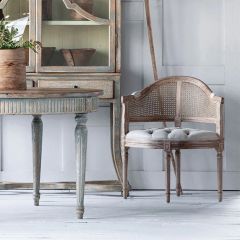 Lattice Back Cushioned Corner Chair