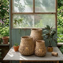 Lattice Lanterns With Glass Set of 3