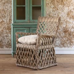 Lattice Rattan Cushioned Arm Chair