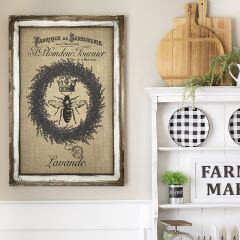 Lavender Bee On Burlap Wall Art