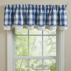 Layered Blue Check Window Valance