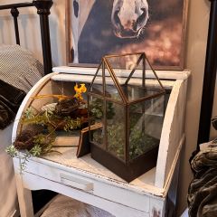 Leaded Glass Terrarium with Gable Roof