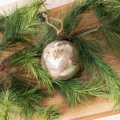 Leaf Motif Antiqued Silver Ball Ornaments Set of 3