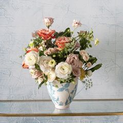 Leaping Bunnies Blue Floral Vase