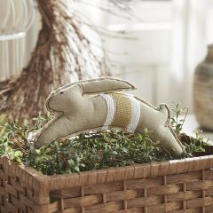 Leaping Burlap Bunny Pillow