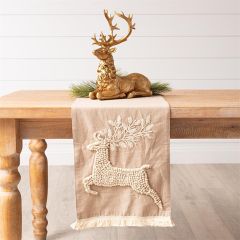 Leaping Christmas Deer Cotton Table Runner