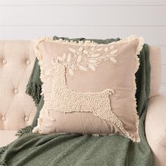 Leaping Deer Fringed Accent Pillow