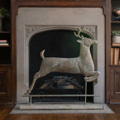 Leaping Metal Deer On Faux Wood Base