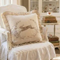 Leaping Rabbit Ruffled Accent Pillow