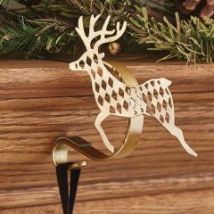 Leaping Reindeer Metal Stocking Holder Set of 2